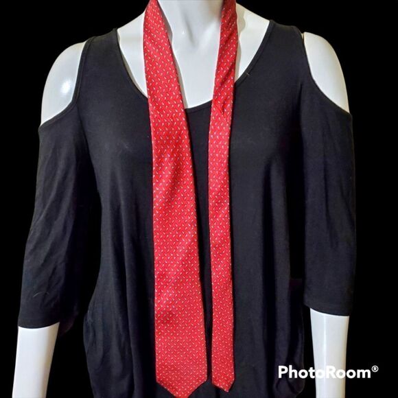 Geoffrey Beene Red & Blue Mini Paisley Silk Tie - Picture 1 of 5